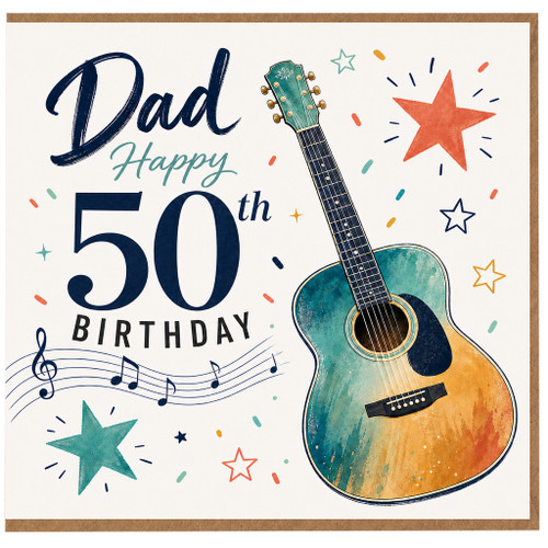 Dad 50th Birthday Card, Happy 50th Birthday Guitar Card for Dad
