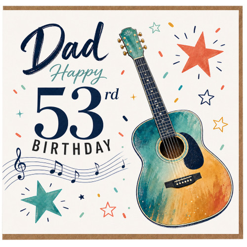 Dad 53rd Birthday Card, Musical Guitar Birthday Card for Dad