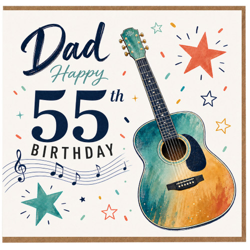 Dad 55th Birthday Card, Guitar Music Design
