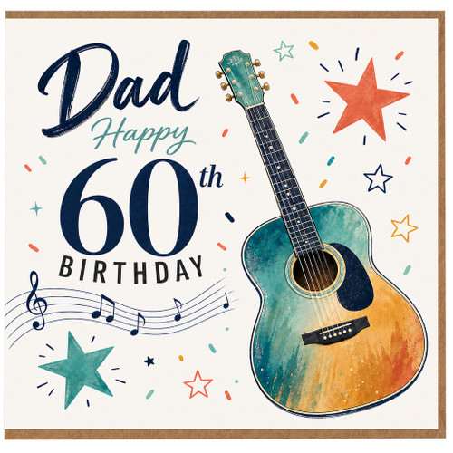 Dad 60th Birthday Card, Happy 60th Birthday Guitar Design