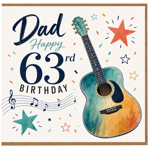 Dad 63rd Birthday Card, Musical Guitar Design