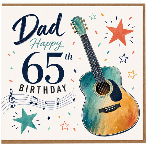 Dad 65th Birthday Card, Music Lover Guitar Birthday Card