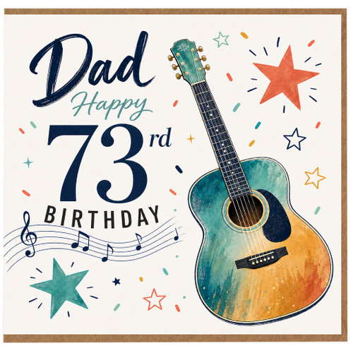 Dad 73rd Birthday Card, Guitar and Music Notes Design
