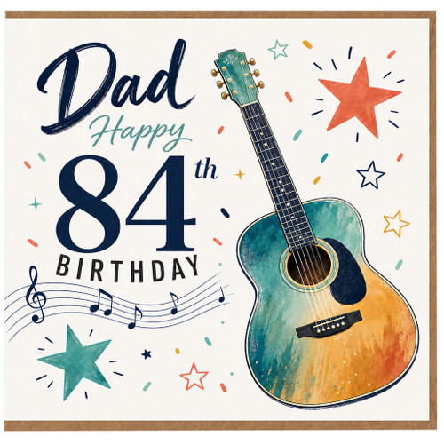 Dad 84th Birthday Card, Guitar and Music Theme Birthday Card