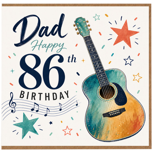 Dad 86th Birthday Card, Musical Guitar Birthday Card for Dad