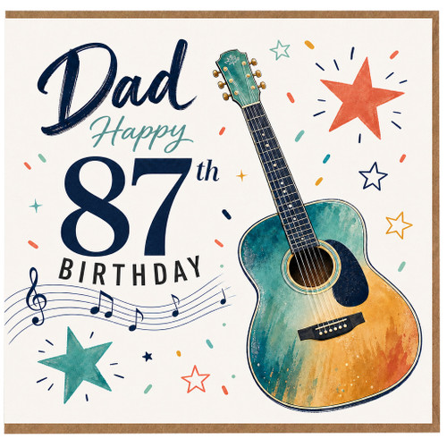 Dad 87th Birthday Card, Guitar Music Theme