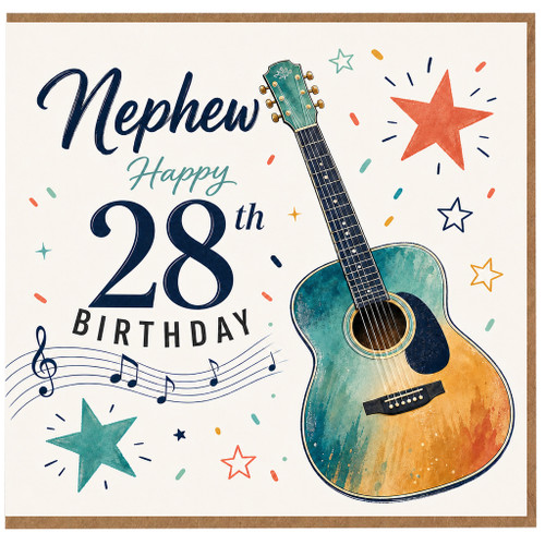 Nephew 28th Birthday Card, Musical Guitar Design