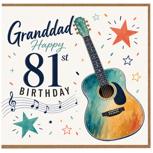 Granddad 81st Birthday Card, Musical Guitar Design