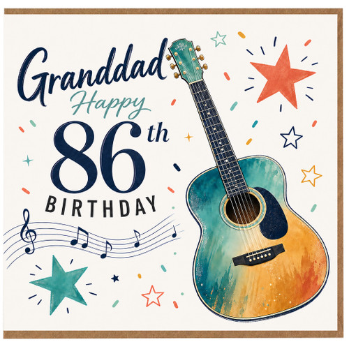 Granddad 86th Birthday Card, Happy Birthday Guitar Design