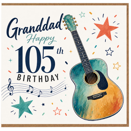 Granddad 105th Birthday Card, Happy 105th Birthday Grandad Musical Guitar Design