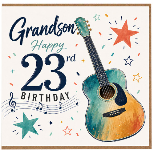 Grandson 23rd Birthday Card, Guitar Music Design