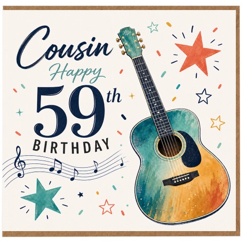 59th Birthday Card for Cousin, Guitar Music Theme Birthday Card