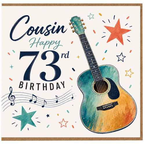 73rd Birthday Card for Cousin, Guitar and Music Design