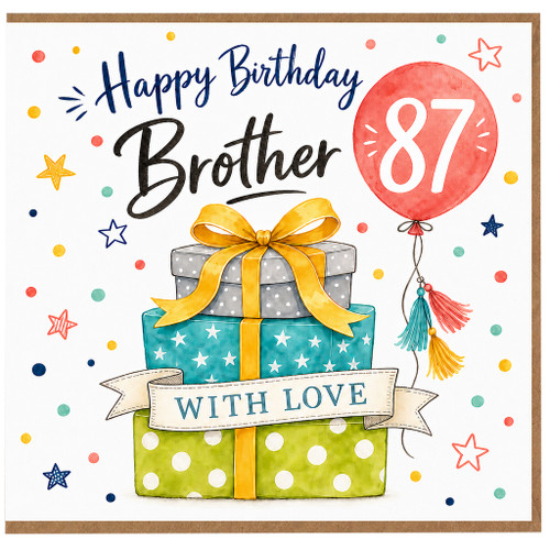 87th Birthday Card for Brother, Happy Birthday With Love Gift Design