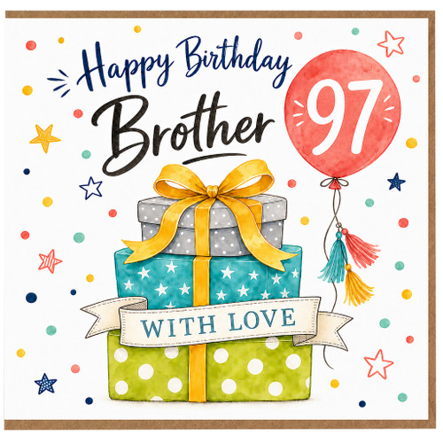 97th Birthday Card for Brother, Happy Birthday Brother Card With Love