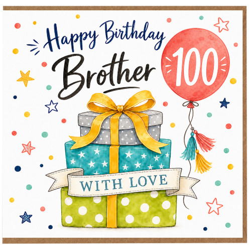100th Birthday Brother Card, Happy Birthday With Love Gift Design