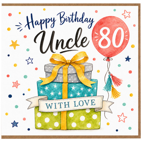 80th Birthday Card for Uncle, Happy Birthday Uncle 80 Card