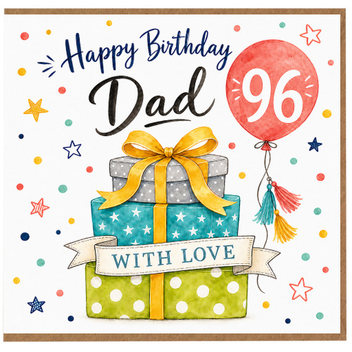 96th Birthday Card for Dad, Happy Birthday Dad 96 With Love Gift Design