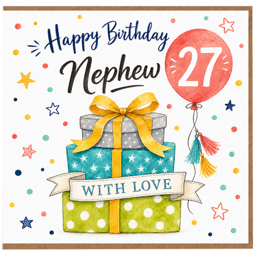 27th Birthday Nephew Card, Happy Birthday With Love Gift Design