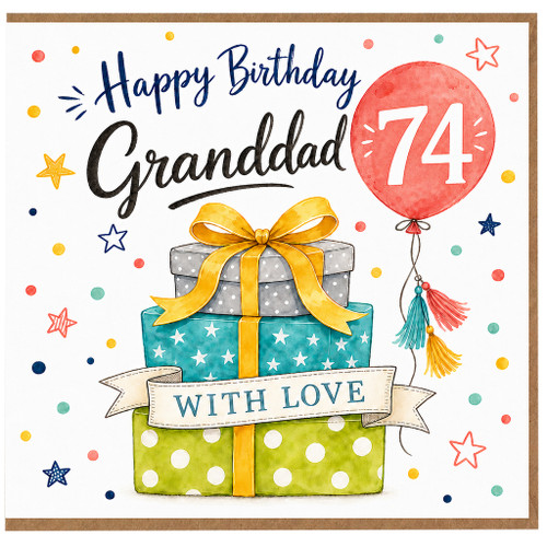 Granddad 74th Birthday Card, Happy Birthday Grandad With Love Card