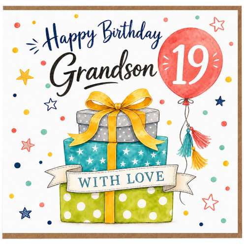Grandson 19th Birthday Card, Happy Birthday With Love Gift Design