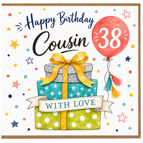 38th Birthday Cousin Card, Happy Birthday With Love Gifts Design