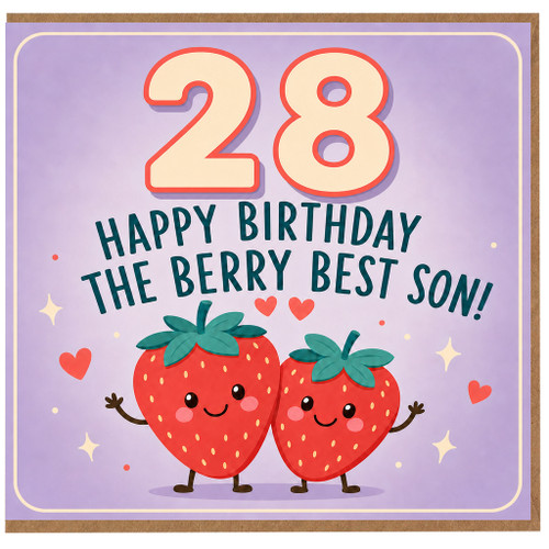 28th Birthday Card for Son, Happy Birthday The Berry Best Son
