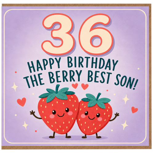 36th Birthday Card for Son, Happy Birthday Berry Best Son Card
