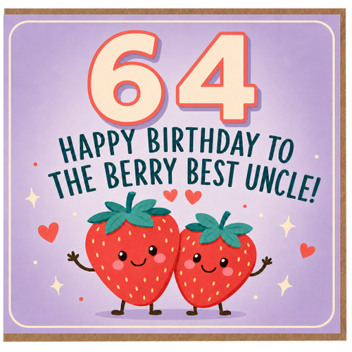 64th Birthday Card for Uncle, Happy Birthday to the Berry Best Uncle Card