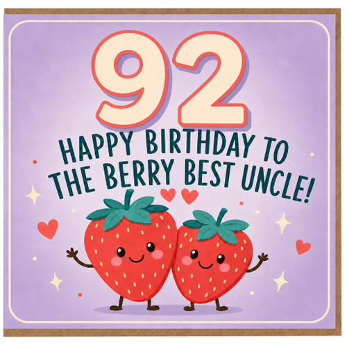 92nd Birthday Card for Uncle, Happy Birthday to the Berry Best Uncle