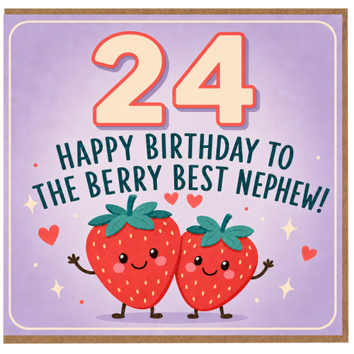 24th Birthday Card for Nephew, Berry Best Nephew Birthday Card