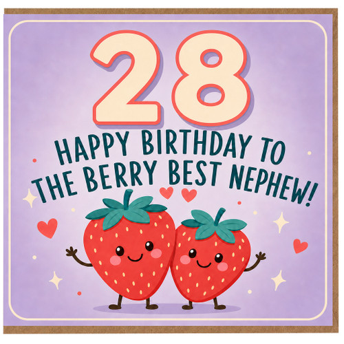 28th Birthday Card for Nephew, Berry Best Nephew Birthday Card