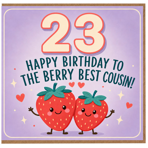 23rd Birthday Card for Cousin, Happy Birthday to the Berry Best Cousin Strawberry Card