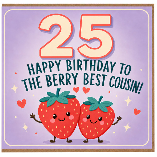 25th Birthday Cousin Card, Happy Birthday to the Berry Best Cousin Strawberry Design