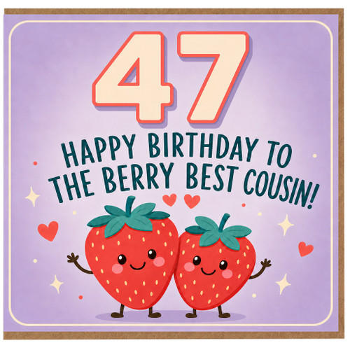 47th Birthday Card for Cousin, Happy Birthday to the Berry Best Cousin Strawberry Card