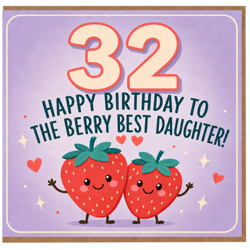 32nd Birthday Card for Daughter, Happy Birthday to the Berry Best Daughter Card