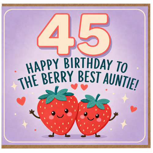 45th Birthday Card for Auntie, Happy Birthday to the Berry Best Auntie Card