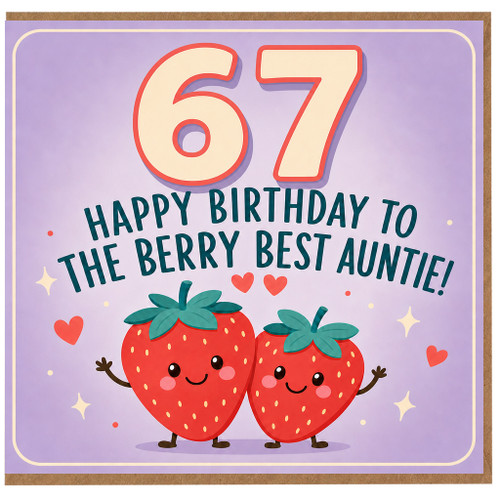 67th Birthday Card for Auntie, Berry Best Auntie Birthday Card