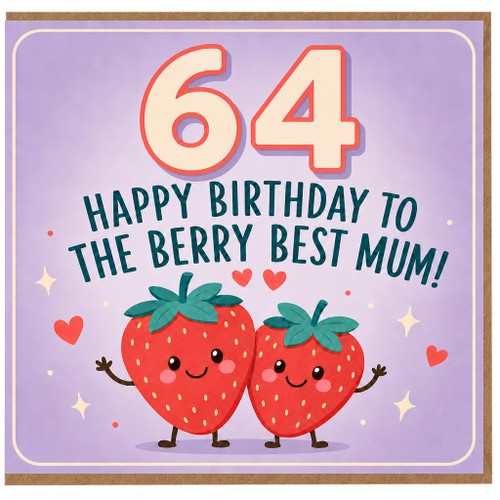 64th Birthday Card for Mum, Happy Birthday to the Berry Best Mum!