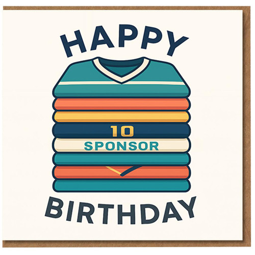 Happy Birthday Football Card - Colourful Shirt Stack with Bold Number 10, Fun Sports Design for Football Fans, Men, Boys, Friends, Teammates