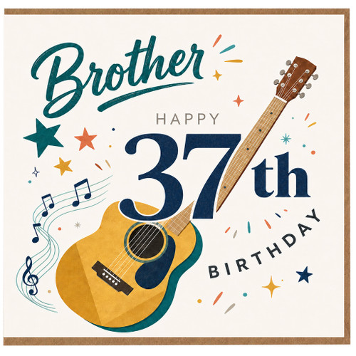 Brother 37th Birthday Card, Musical Guitar Design