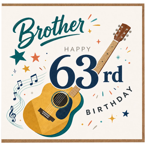 63rd Birthday Card for Brother, Musical Guitar Birthday Card