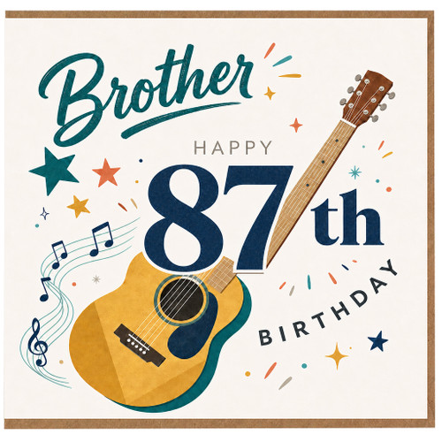 Brother 87th Birthday Card, Happy Birthday Guitar Music Design