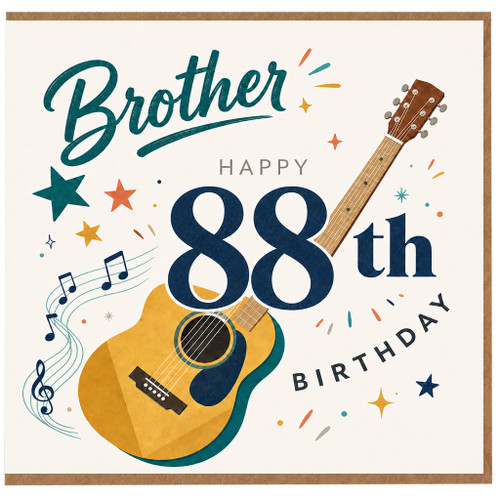 88th Birthday Brother Card, Musical Guitar Design Happy Birthday Card