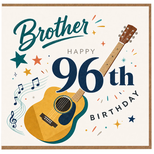 Brother 96th Birthday Card, Music Themed Birthday Card