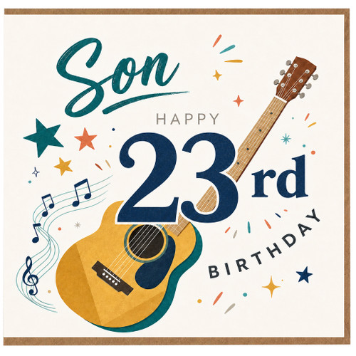 Son 23rd Birthday Card, Musical Guitar Happy Birthday Card