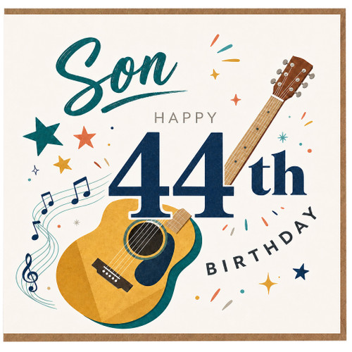 Son 44th Birthday Card, Musical Guitar Birthday Card