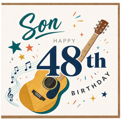 Son 48th Birthday Card, Guitar Music Design