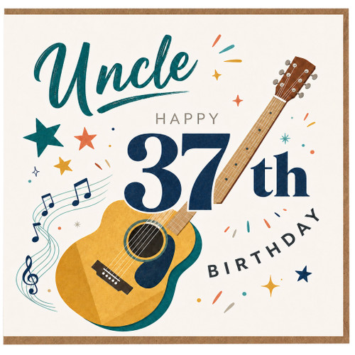 Uncle 37th Birthday Card, Musical Guitar Birthday Card