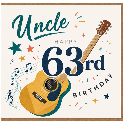 Uncle 63rd Birthday Card, Guitar Music Theme Happy Birthday Card